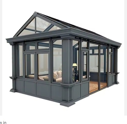 Dimensioni personalizzate Piccole 4 stagioni Sala vetrata Casa giardino invernale Sala solare in alluminio in grigio