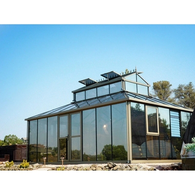 Dimensioni personalizzate Piccole 4 stagioni Sala vetrata Casa giardino invernale Sala solare in alluminio in grigio
